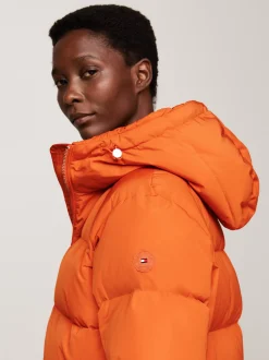 Kurtki & Płaszcze*Tommy Hilfiger Puchowy Płaszcz Z Kapturem AUTUMN ORANGE