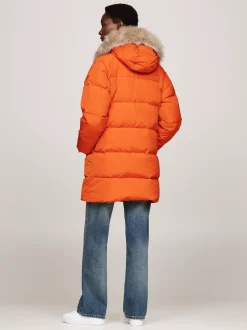 Kurtki & Płaszcze*Tommy Hilfiger Puchowy Płaszcz Z Kapturem AUTUMN ORANGE
