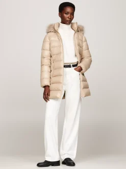 Kurtki & Płaszcze*Tommy Hilfiger Puchowy Płaszcz Z Kapturem BEIGE