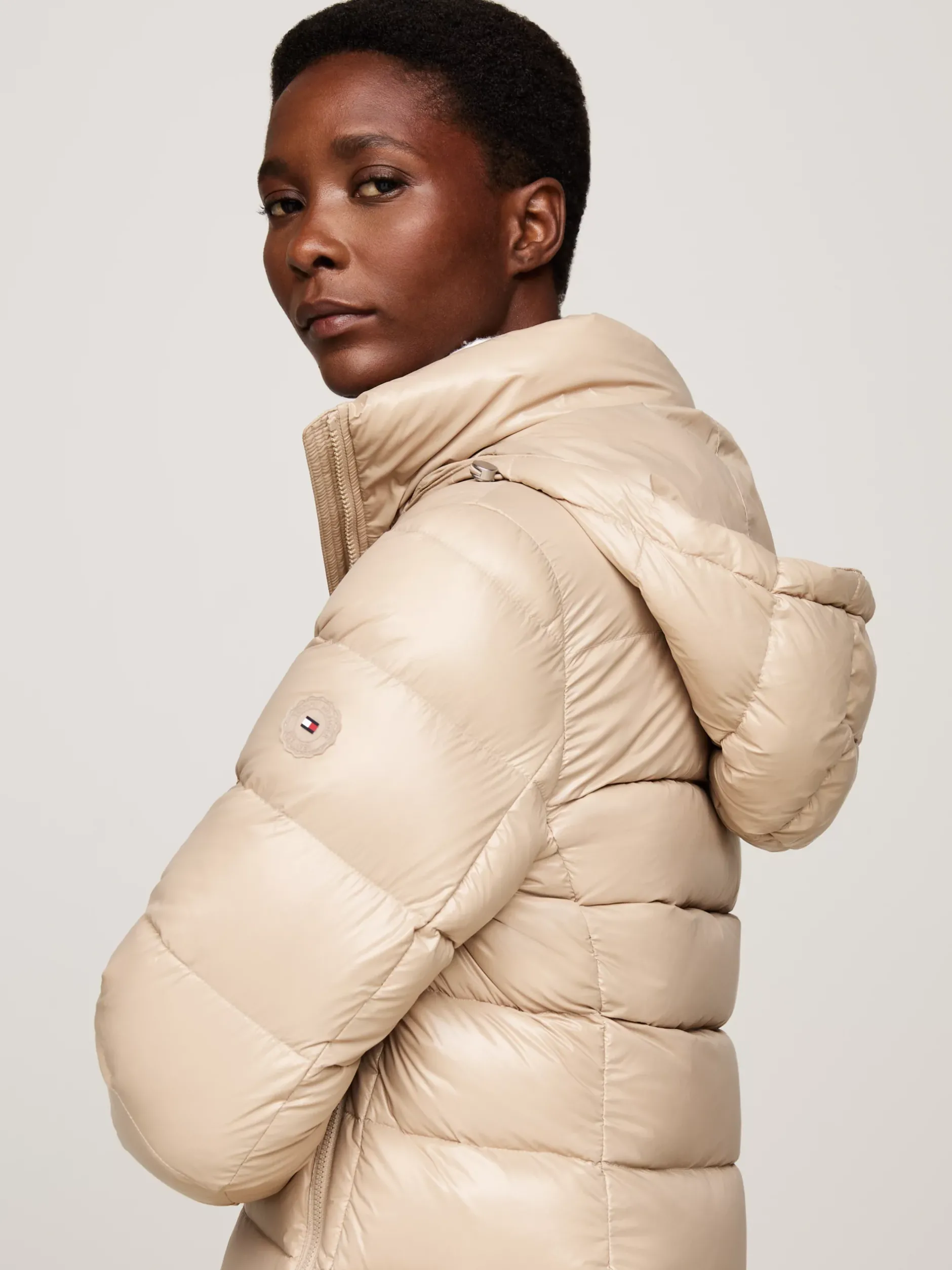 Kurtki & Płaszcze*Tommy Hilfiger Puchowy Płaszcz Z Kapturem BEIGE