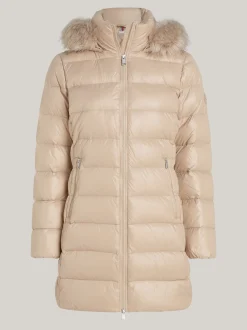 Kurtki & Płaszcze*Tommy Hilfiger Puchowy Płaszcz Z Kapturem BEIGE