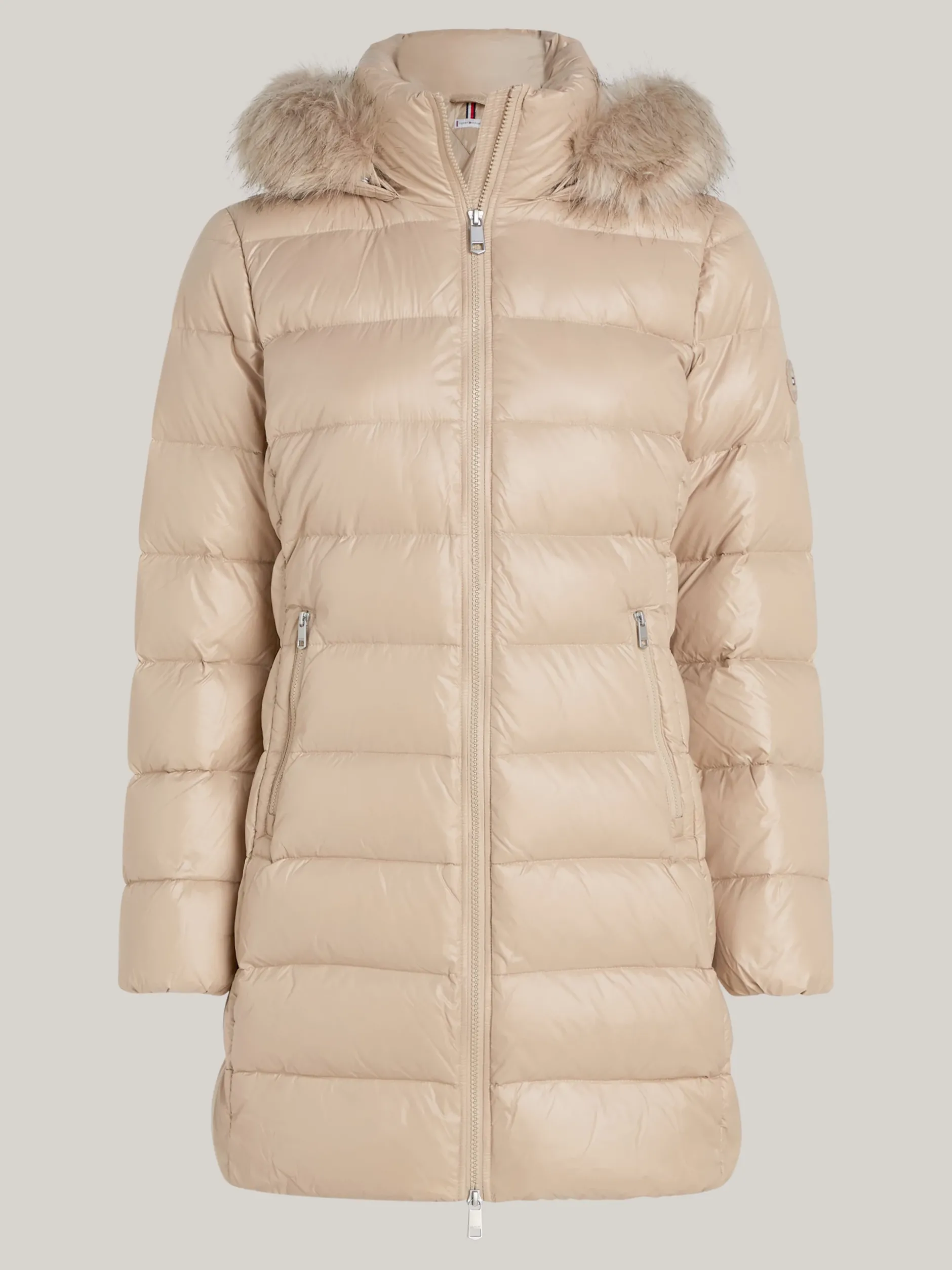 Kurtki & Płaszcze*Tommy Hilfiger Puchowy Płaszcz Z Kapturem BEIGE