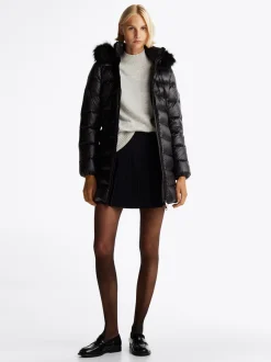 Kurtki & Płaszcze*Tommy Hilfiger Puchowy Płaszcz Z Kapturem BLACK