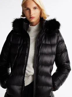 Kurtki & Płaszcze*Tommy Hilfiger Puchowy Płaszcz Z Kapturem BLACK
