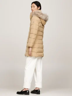 Kurtki & Płaszcze*Tommy Hilfiger Puchowy Płaszcz Z Kapturem Z Futerkiem CLASSIC KHAKI
