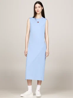 Sukienki*Tommy Hilfiger Pudełkowa Sukienka Maxi Bez Rękawów Z Naszywką WESTSIDE BLUE