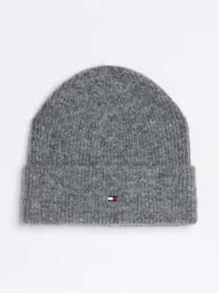 Czapki|Czapki I Szaliki*Tommy Hilfiger Puszysta Czapka Beanie Essential Z Flagą MID GREY MELANGE