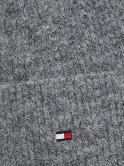 Czapki|Czapki I Szaliki*Tommy Hilfiger Puszysta Czapka Beanie Essential Z Flagą MID GREY MELANGE