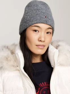 Czapki|Czapki I Szaliki*Tommy Hilfiger Puszysta Czapka Beanie Essential Z Flagą MID GREY MELANGE