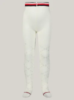 Bielizna & Skarpetki|Underwear & Socks*Tommy Hilfiger Rajstopy We Wzór W Monogramy TH OFF WHITE