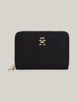 Portfele & Breloczki Do Kluczy*Tommy Hilfiger Średni Portfel Na Zamek Z Monogramem TH BLACK
