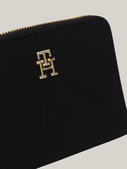 Portfele & Breloczki Do Kluczy*Tommy Hilfiger Średni Portfel Na Zamek Z Monogramem TH BLACK