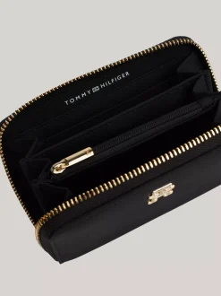 Portfele & Breloczki Do Kluczy*Tommy Hilfiger Średni Portfel Na Zamek Z Monogramem TH BLACK