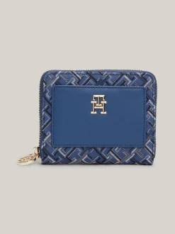 Portfele & Breloczki Do Kluczy*Tommy Hilfiger Średni Portfel Zapinany Na Zamek FOSSIL BLUE MONO
