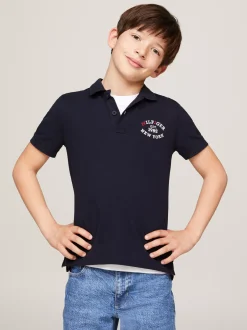 T-Shirty I Koszulki Polo*Tommy Hilfiger Regularne Polo Z Logo Hilfiger Monotype DESERT SKY