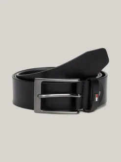 Paski*Tommy Hilfiger Regulowany Skórzany Pasek Layton Z Flagą BLACK