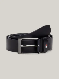 Paski*Tommy Hilfiger Regulowany Skórzany Pasek Layton Z Flagą SPACE BLUE
