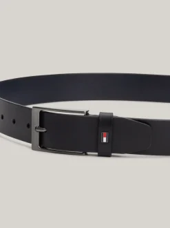 Paski*Tommy Hilfiger Regulowany Skórzany Pasek Layton Z Flagą SPACE BLUE