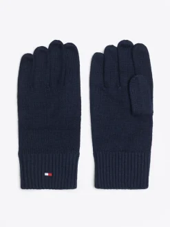 Czapki I Szaliki*Tommy Hilfiger Rękawiczki Z Haftem Z Logo Hilfiger SPACE BLUE