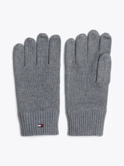 Czapki I Szaliki*Tommy Hilfiger Rękawiczki Z Haftem Z Logo Hilfiger MID GREY HEATHER