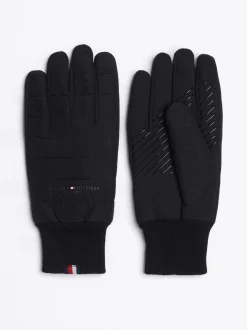 Czapki I Szaliki*Tommy Hilfiger Rękawiczki Z Pikowanymi Przeszyciami I Logo BLACK