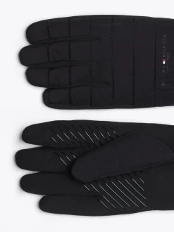 Czapki I Szaliki*Tommy Hilfiger Rękawiczki Z Pikowanymi Przeszyciami I Logo BLACK