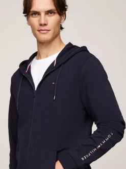 Stroje Domowe*Tommy Hilfiger Rozpinana Bluza Domowa Z Kapturem TH Original DESERT SKY