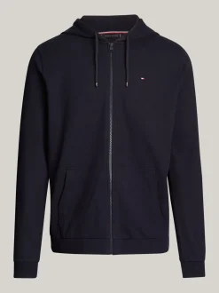 Stroje Domowe*Tommy Hilfiger Rozpinana Bluza Domowa Z Kapturem TH Original DESERT SKY