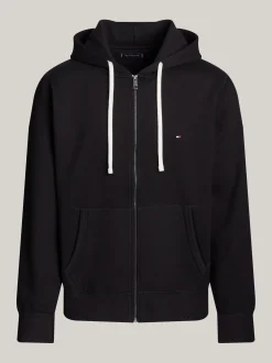 Bluzy Dresowe & Z Kapturem*Tommy Hilfiger Rozpinana Bluza Dzianinowa Z Kapturem BLACK