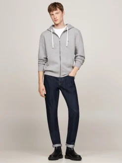 Bluzy Dresowe & Z Kapturem*Tommy Hilfiger Rozpinana Bluza Dzianinowa Z Kapturem MEDIUM GREY HEATHER
