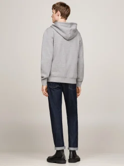 Bluzy Dresowe & Z Kapturem*Tommy Hilfiger Rozpinana Bluza Dzianinowa Z Kapturem MEDIUM GREY HEATHER