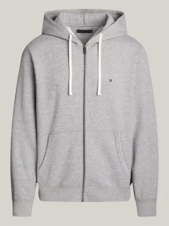 Bluzy Dresowe & Z Kapturem*Tommy Hilfiger Rozpinana Bluza Dzianinowa Z Kapturem MEDIUM GREY HEATHER