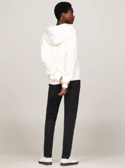 Bluzy Dresowe & Z Kapturem*Tommy Hilfiger Rozpinana Bluza Z Kaligrafowanym Logo ANCIENT WHITE