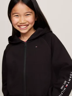 Bluzy Dresowe I Z Kapturem*Tommy Hilfiger Rozpinana Bluza Z Kapturem I Wyhaftowanym Logo BLACK