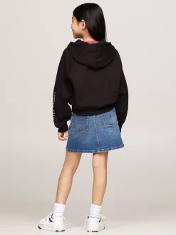 Bluzy Dresowe I Z Kapturem*Tommy Hilfiger Rozpinana Bluza Z Kapturem I Wyhaftowanym Logo BLACK