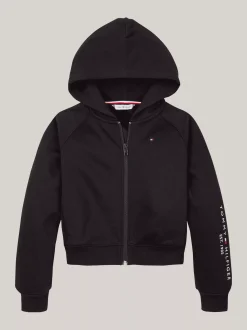Bluzy Dresowe I Z Kapturem*Tommy Hilfiger Rozpinana Bluza Z Kapturem I Wyhaftowanym Logo BLACK