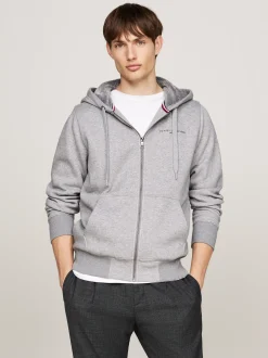Bluzy Dresowe & Z Kapturem*Tommy Hilfiger Rozpinana Bluza Z Kapturem MEDIUM GREY HEATHER