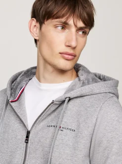 Bluzy Dresowe & Z Kapturem*Tommy Hilfiger Rozpinana Bluza Z Kapturem MEDIUM GREY HEATHER