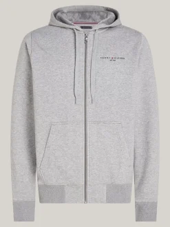 Bluzy Dresowe & Z Kapturem*Tommy Hilfiger Rozpinana Bluza Z Kapturem MEDIUM GREY HEATHER