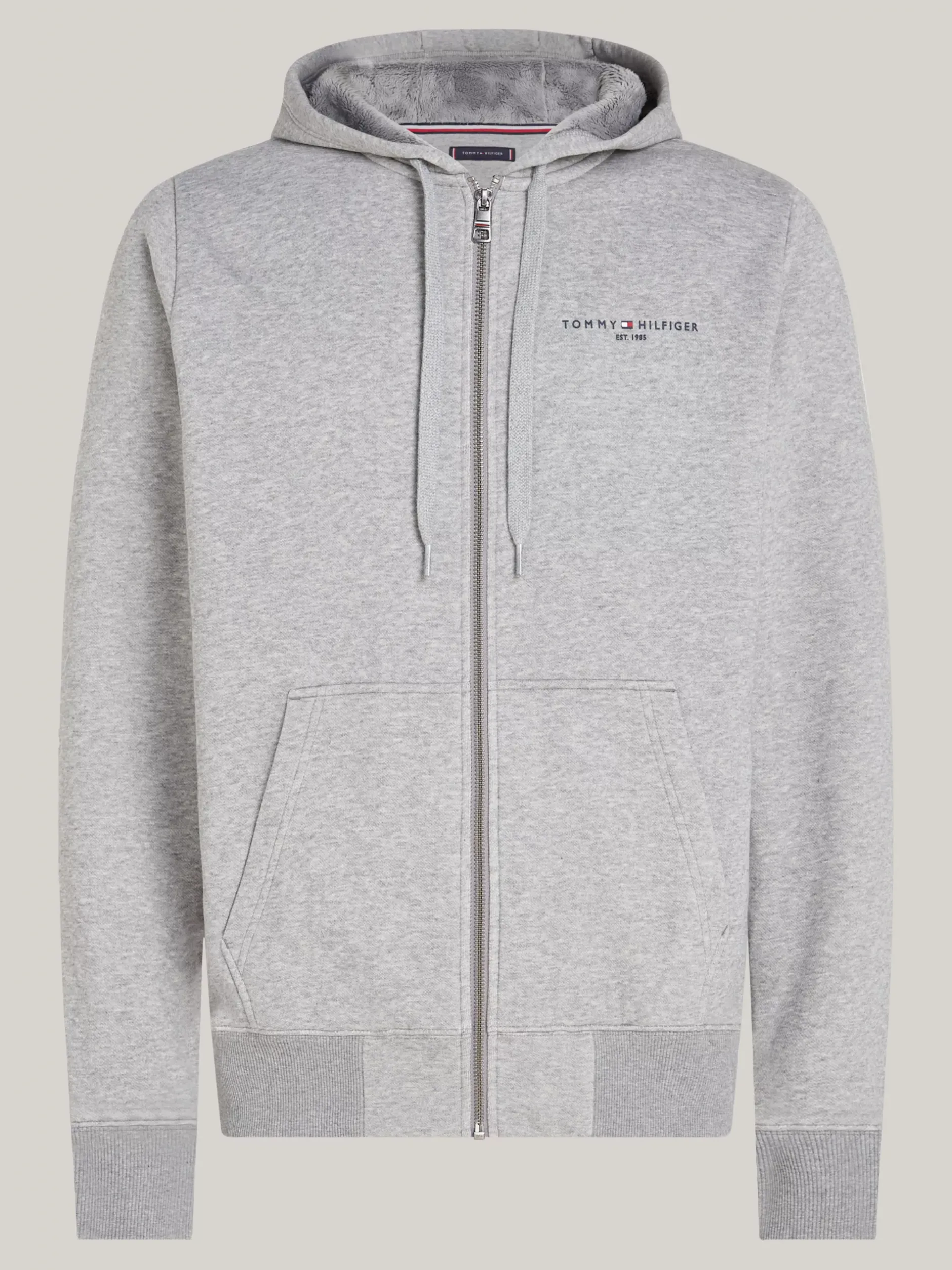 Bluzy Dresowe & Z Kapturem*Tommy Hilfiger Rozpinana Bluza Z Kapturem MEDIUM GREY HEATHER