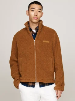 Bluzy Dresowe & Z Kapturem*Tommy Hilfiger Rozpinana Bluza Z Teksturowanej Dzianiny COUNTRY BROWN