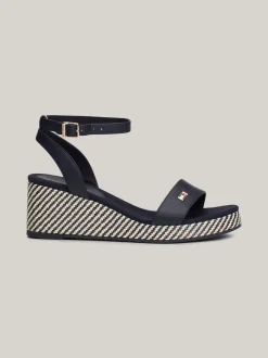Sandały*Tommy Hilfiger Sandały Na Koturnach Z Rafii SPACE BLUE