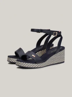Sandały*Tommy Hilfiger Sandały Na Koturnach Z Rafii SPACE BLUE