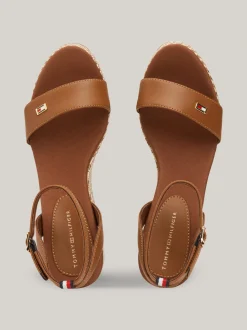 Sandały*Tommy Hilfiger Sandały Na Koturnach Z Rafii NATURAL COGNAC