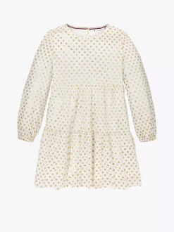 Sukienki*Tommy Hilfiger Siateczkowa Sukienka Z Rozkloszowanym Dołem ANCIENT WHITE ALLOVER