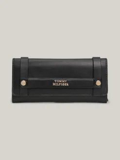 Portfele & Breloczki Do Kluczy*Tommy Hilfiger Składany Portfel Z Klapką Ze Skóry Heritage BLACK