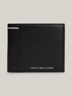Portfele & Breloczki Do Kluczy*Tommy Hilfiger Składany Portfel Ze Skóry BLACK