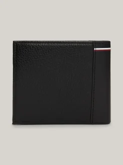 Portfele & Breloczki Do Kluczy*Tommy Hilfiger Składany Portfel Ze Skóry BLACK