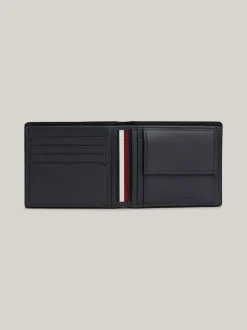 Portfele & Breloczki Do Kluczy*Tommy Hilfiger Składany Portfel Ze Skóry Casual SPACE BLUE