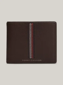 Portfele & Breloczki Do Kluczy*Tommy Hilfiger Składany Portfel Ze Skóry Casual COFFEE BEAN